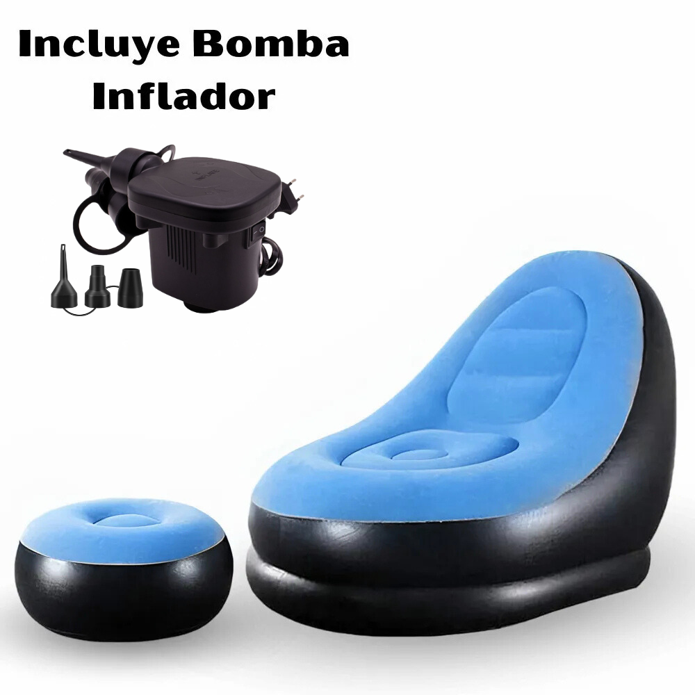 Sofa Azul Inflable Posapies Inflador